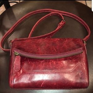 Authentic Frye red leather crossbody purse